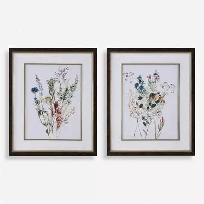 Uttermost - Set of 2 Delicate Flowers Framed Prints - 32341