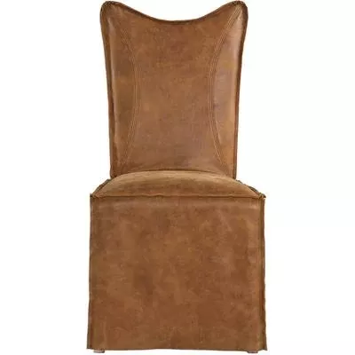 Uttermost - Set of 2 Delroy Armless Chairs - Cognac - 23447-2