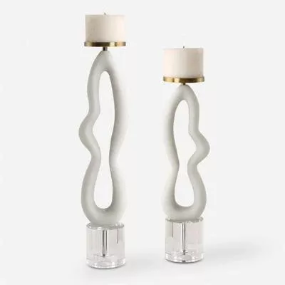 Uttermost - Set of 2 Feamelo Stone Candleholders - 18160