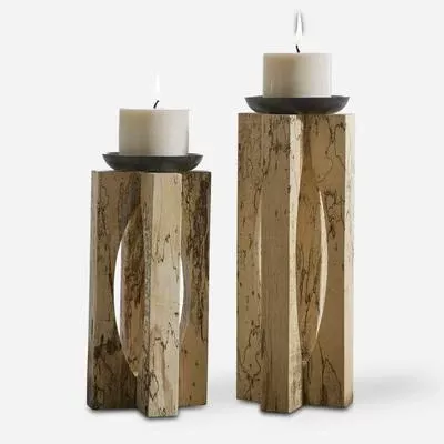Uttermost - Set of 2 Ilva Wood Candleholders - 18074