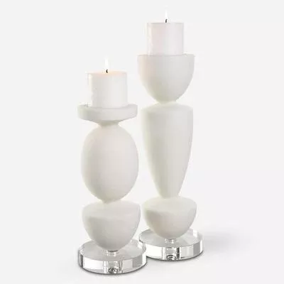 Uttermost - Set of 2 Lido Stone Candleholders - 18101