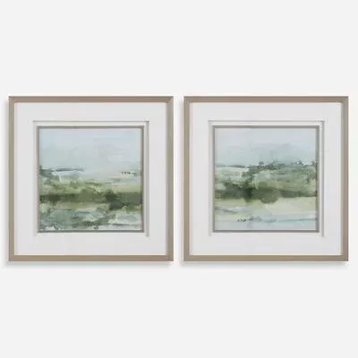 Uttermost - Set of 2 "Soft Sage" Abstract Landscape Prints - 32356