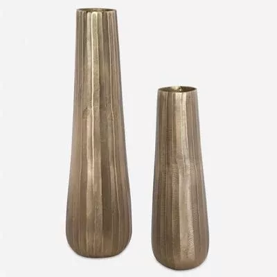 Uttermost - Set of 2 Vertiforge Vases - Antique Gold - 18171