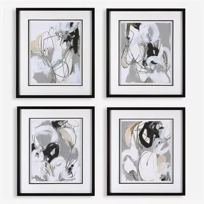 Uttermost - Set of 4 Tangled Threads Abstract Framed Prints - 41419