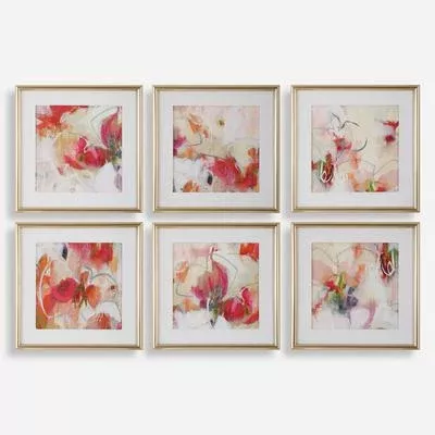 Uttermost - Set of 6 Fresh Start Red Abstract Prints - 32340