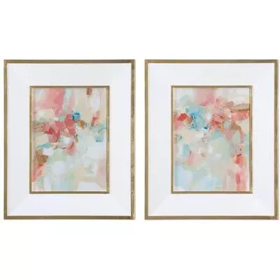 Uttermost - A Touch Of Blush And Rosewood Fences Art - Set of 2 - 41557