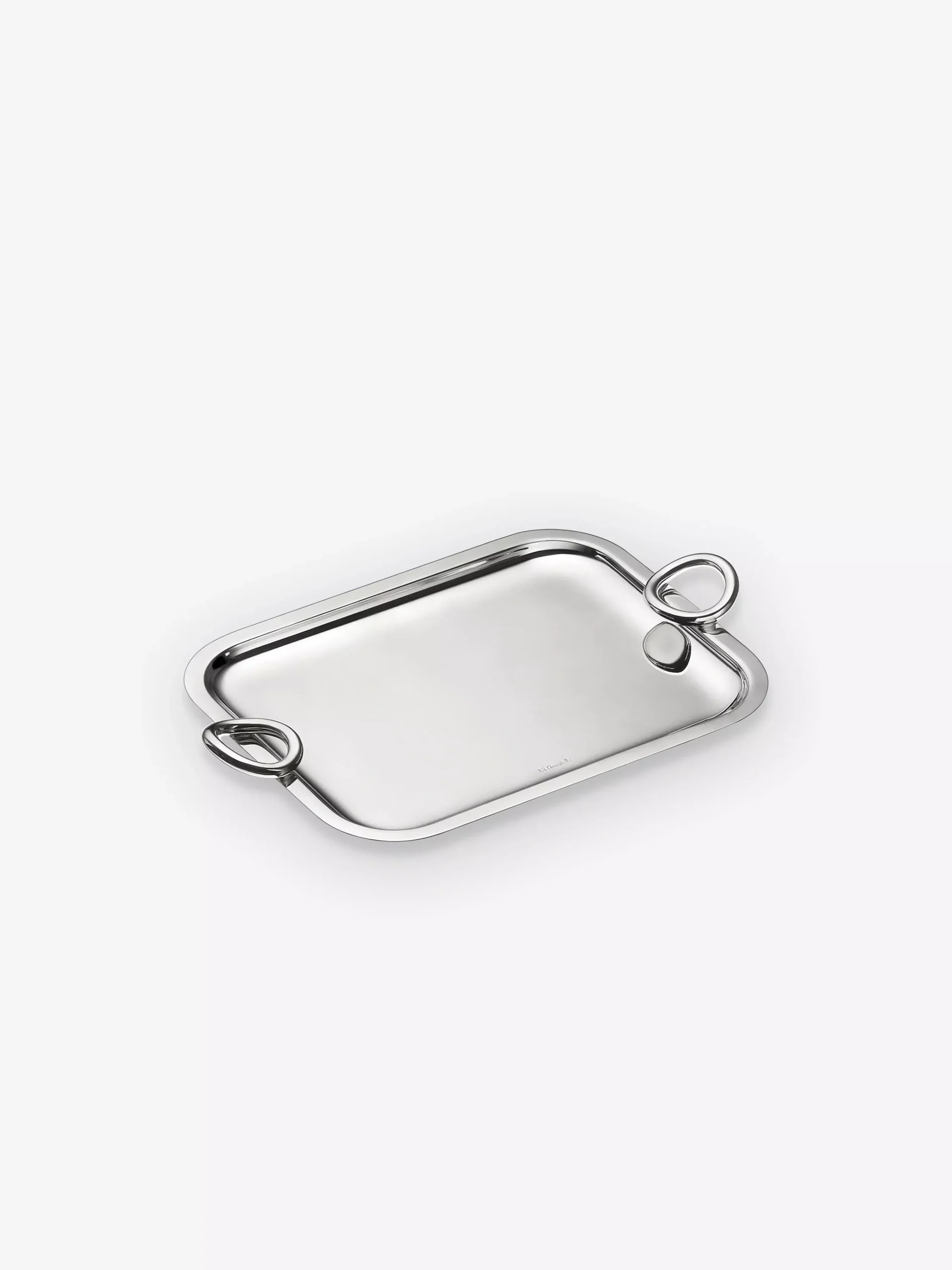 Vertigo Tray Small with Handles in Silver Plate