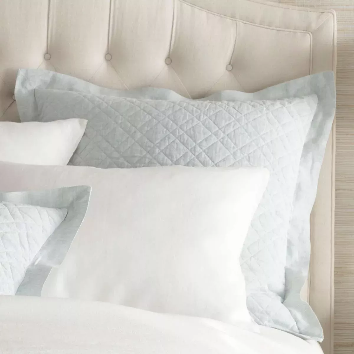 Washed Linen Sky Quilted Sham