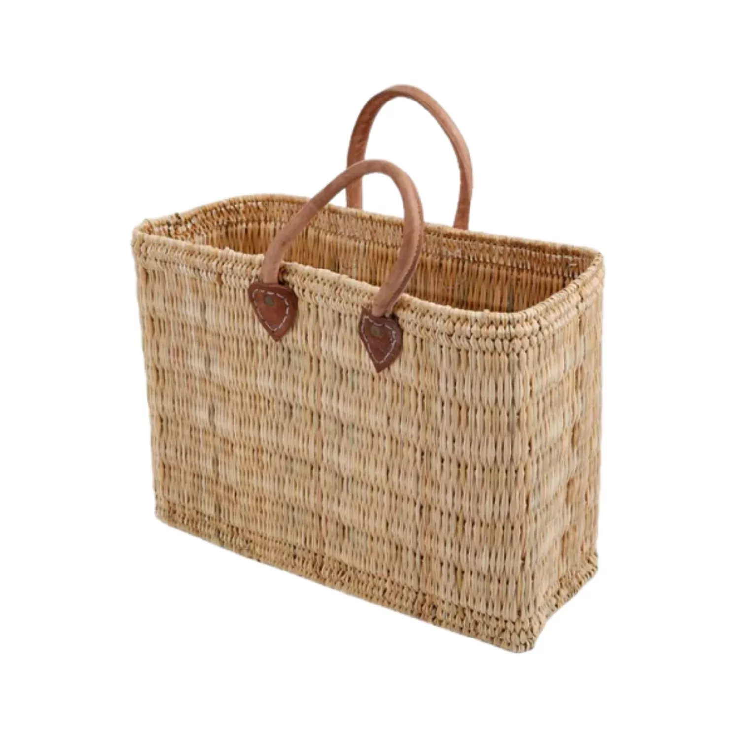 Water Reed Tote with Leather Handles, Extra Large
