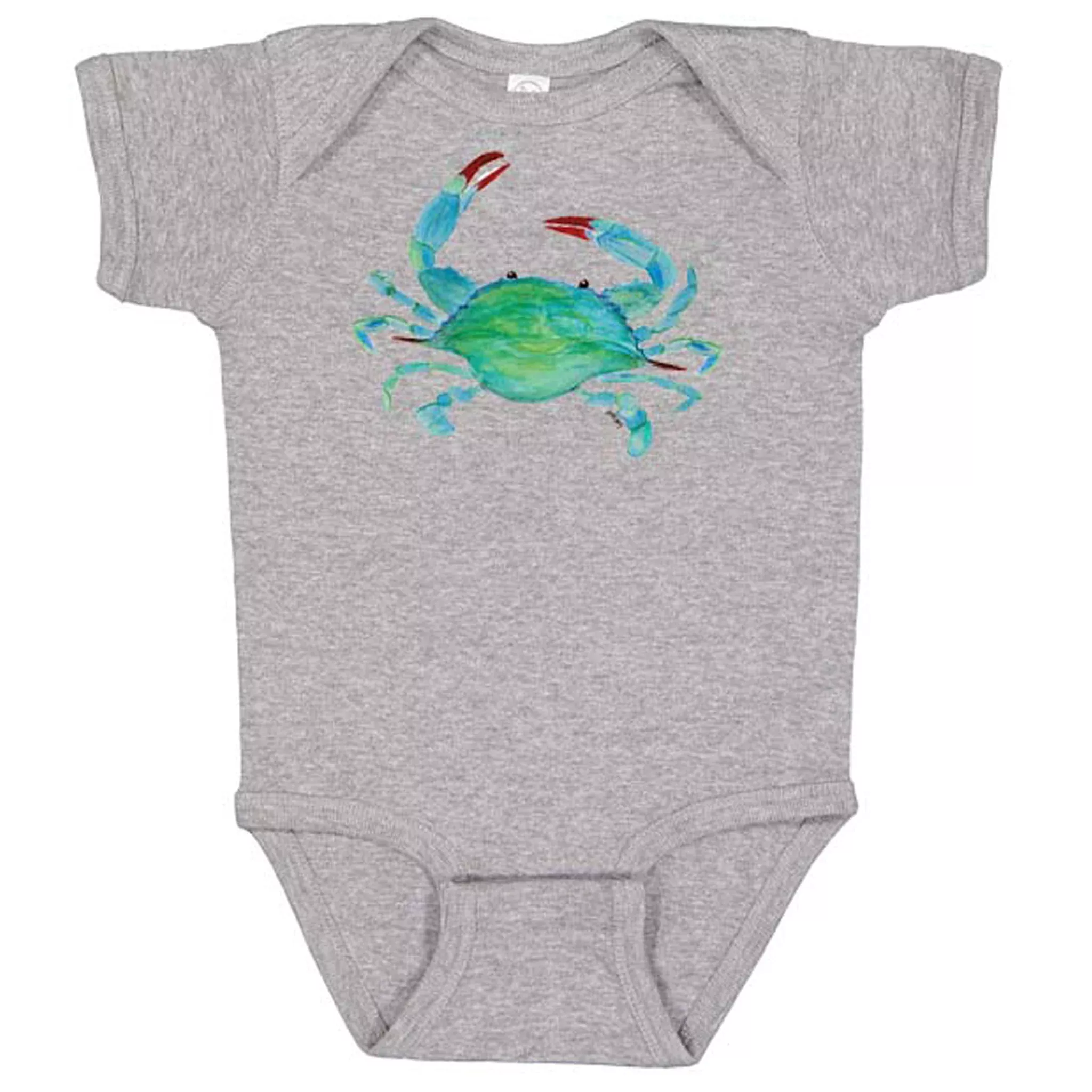 Watercolor Blue Crab Gray Onesie