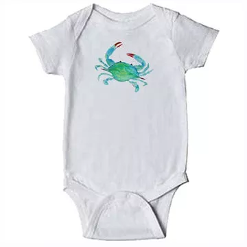 Watercolor Blue Crab White Onesie