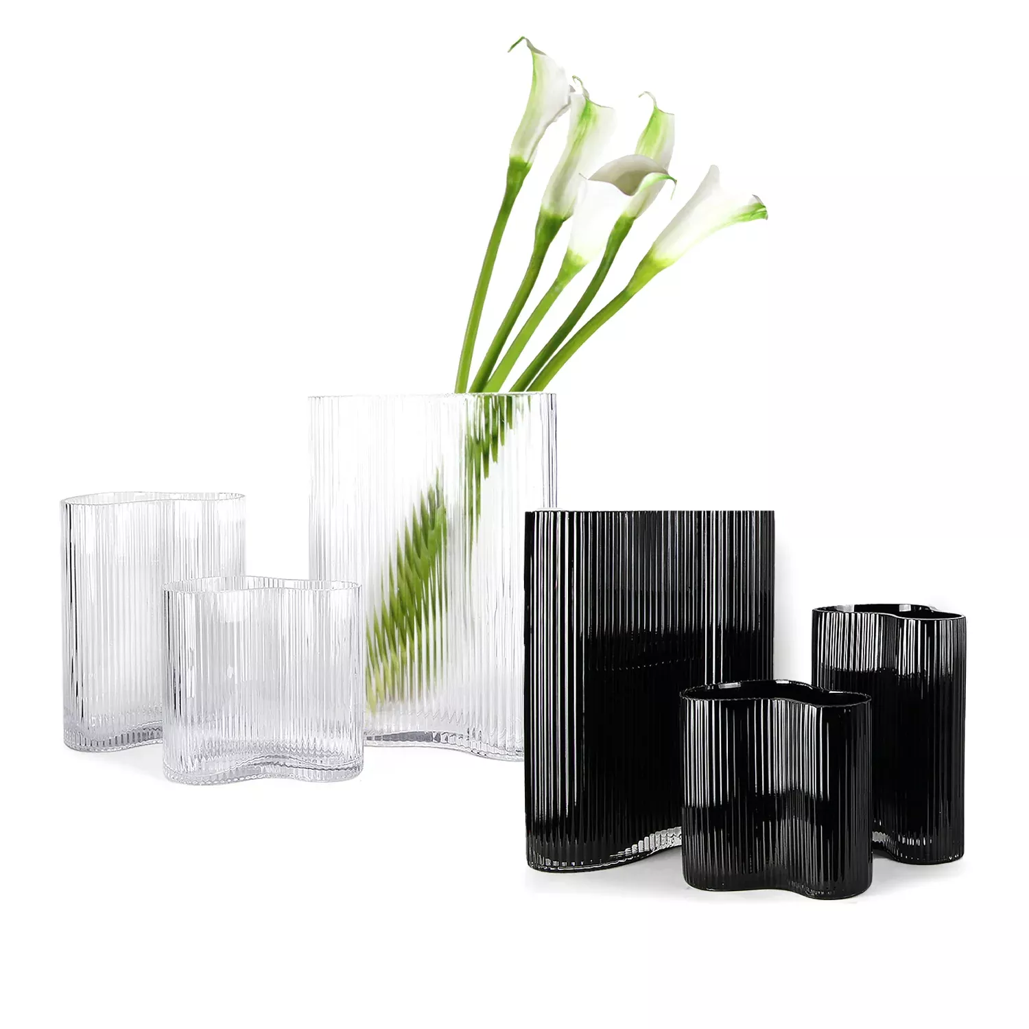 Wavy Ribbed Premium Glass Vase
