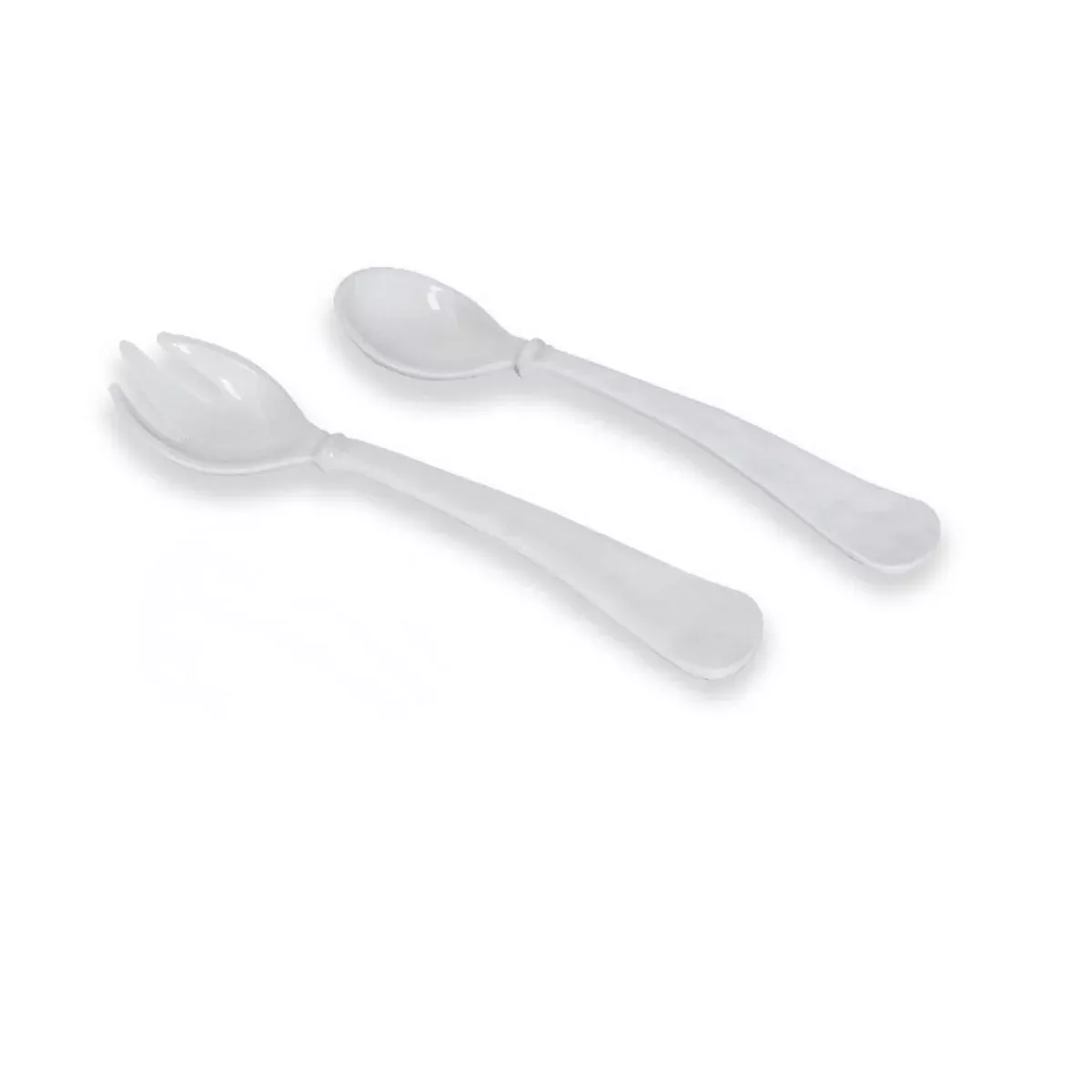 White Large Salad Servers, 11.75"
