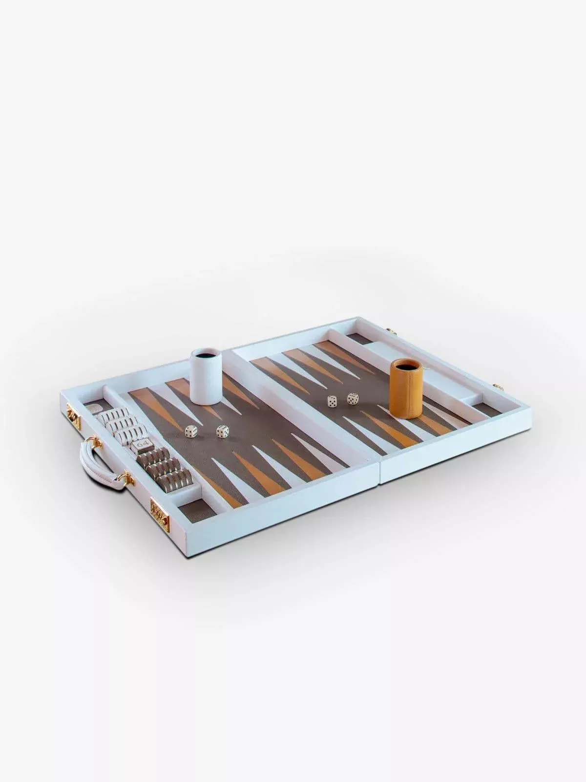 White Leather Backgammon Board