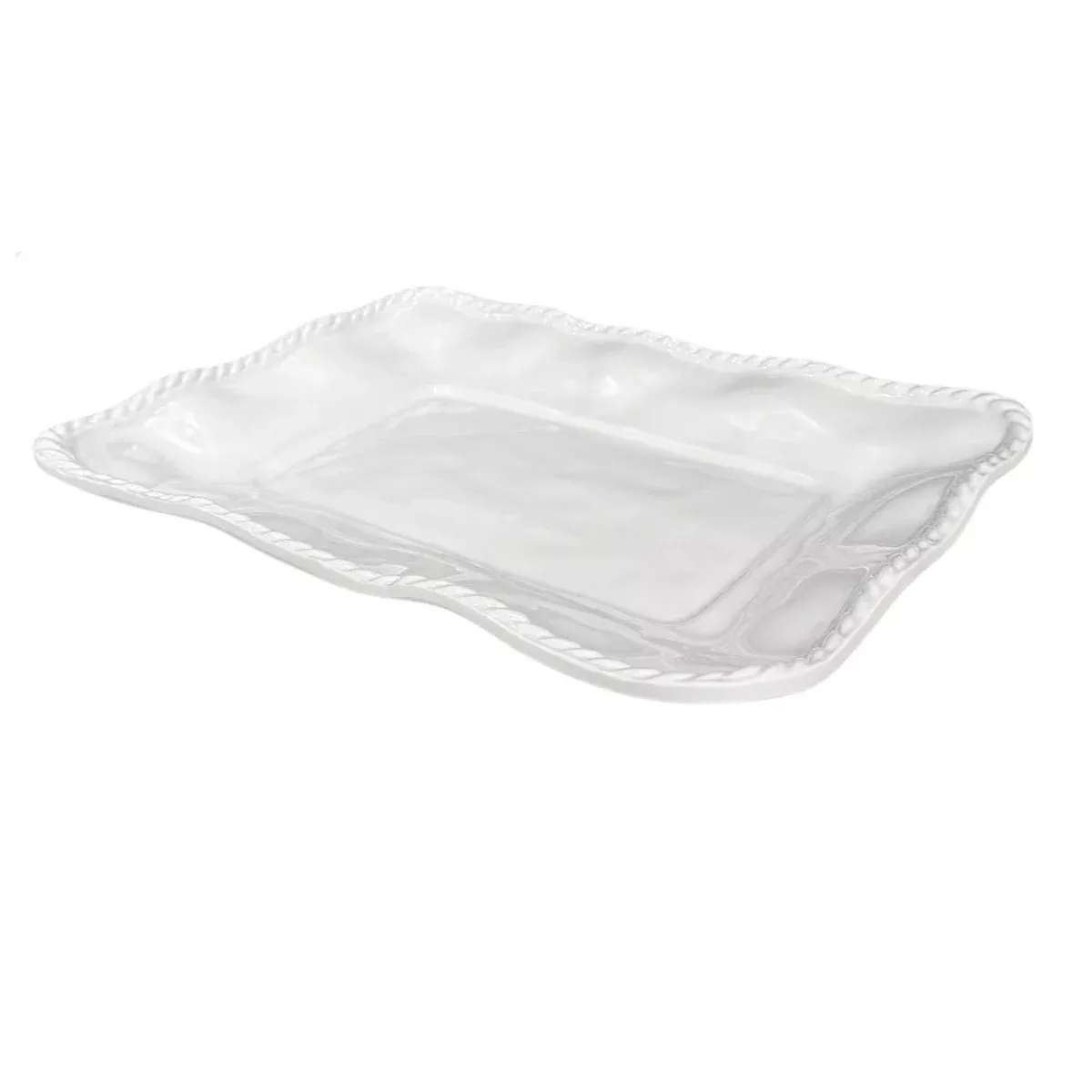 White Nautical Rope Rectangular Platter, 14.75" x 11"