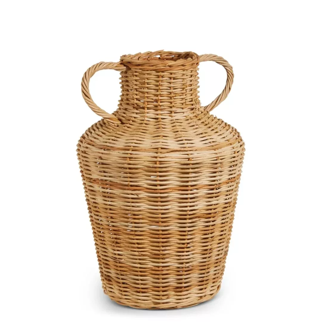 Wicker Ginger Jar Vase with Handles