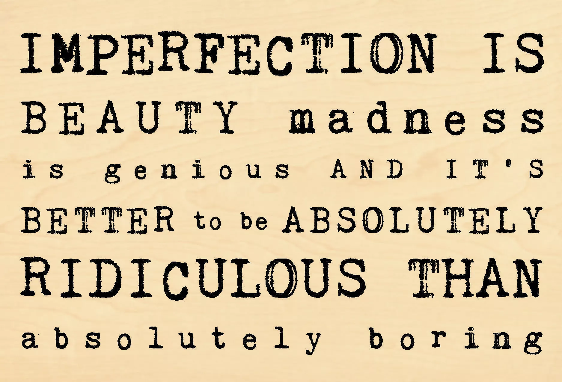Wood Postcard - Imperfection Is Beauty