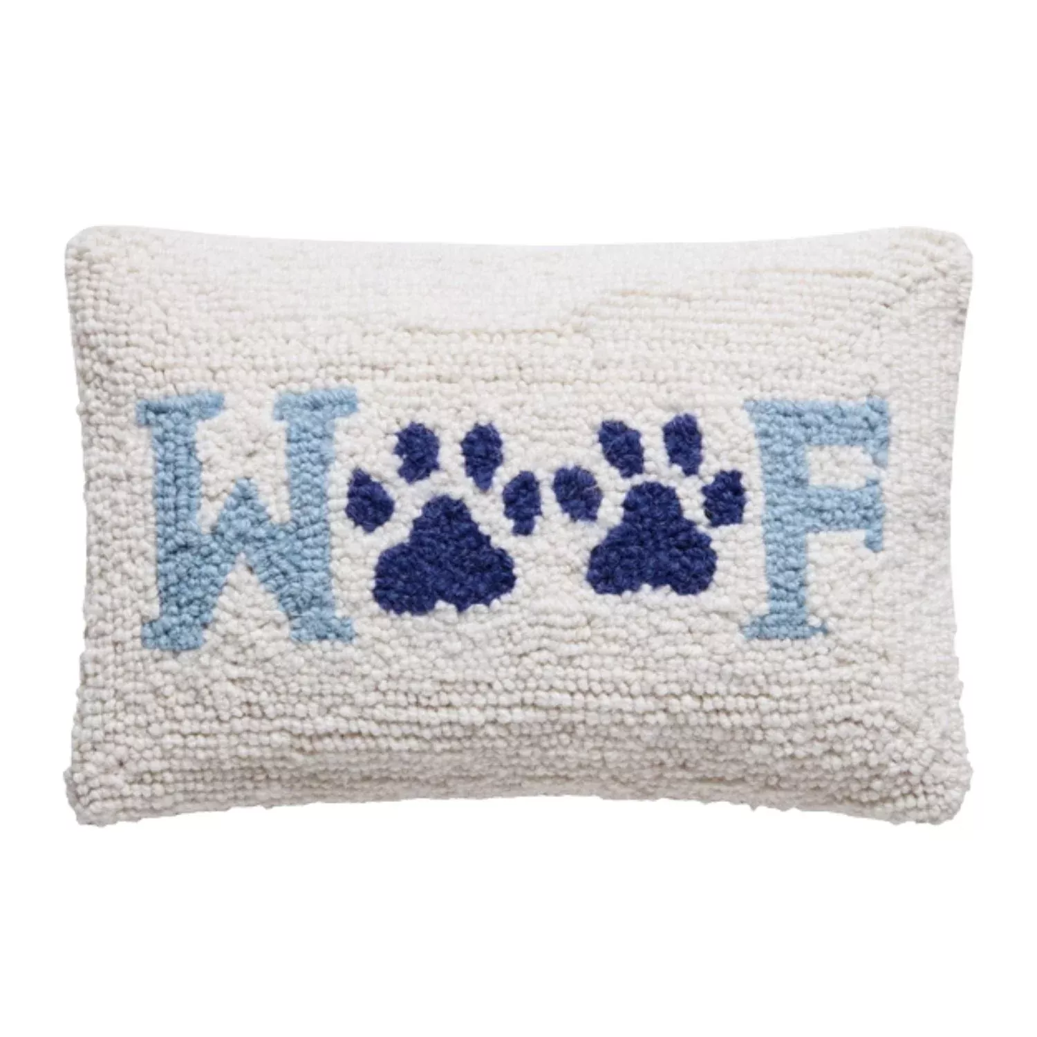 Woof Paw Print Hook Pillow, 12" x 8"