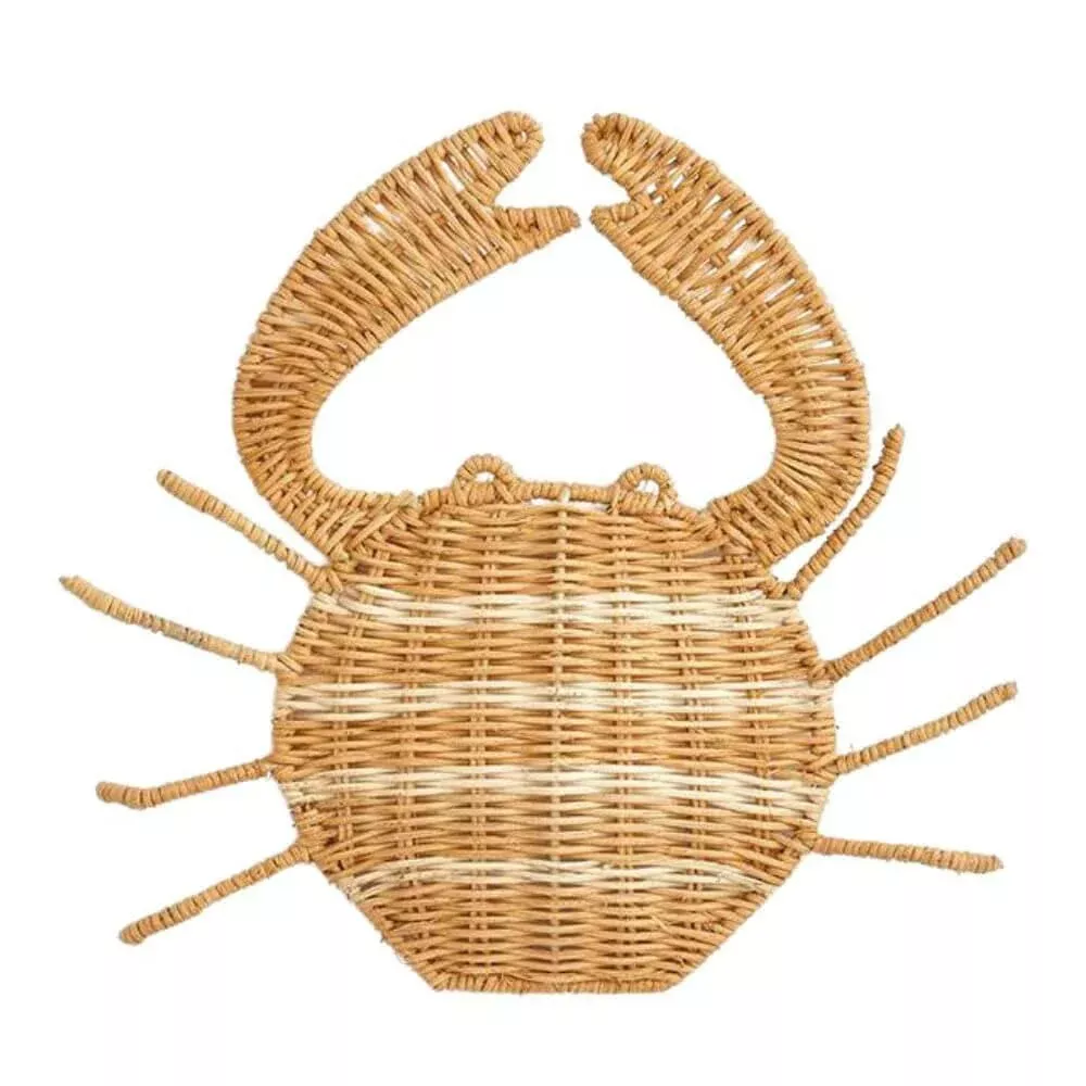 Woven Rattan Crab Wall Decor