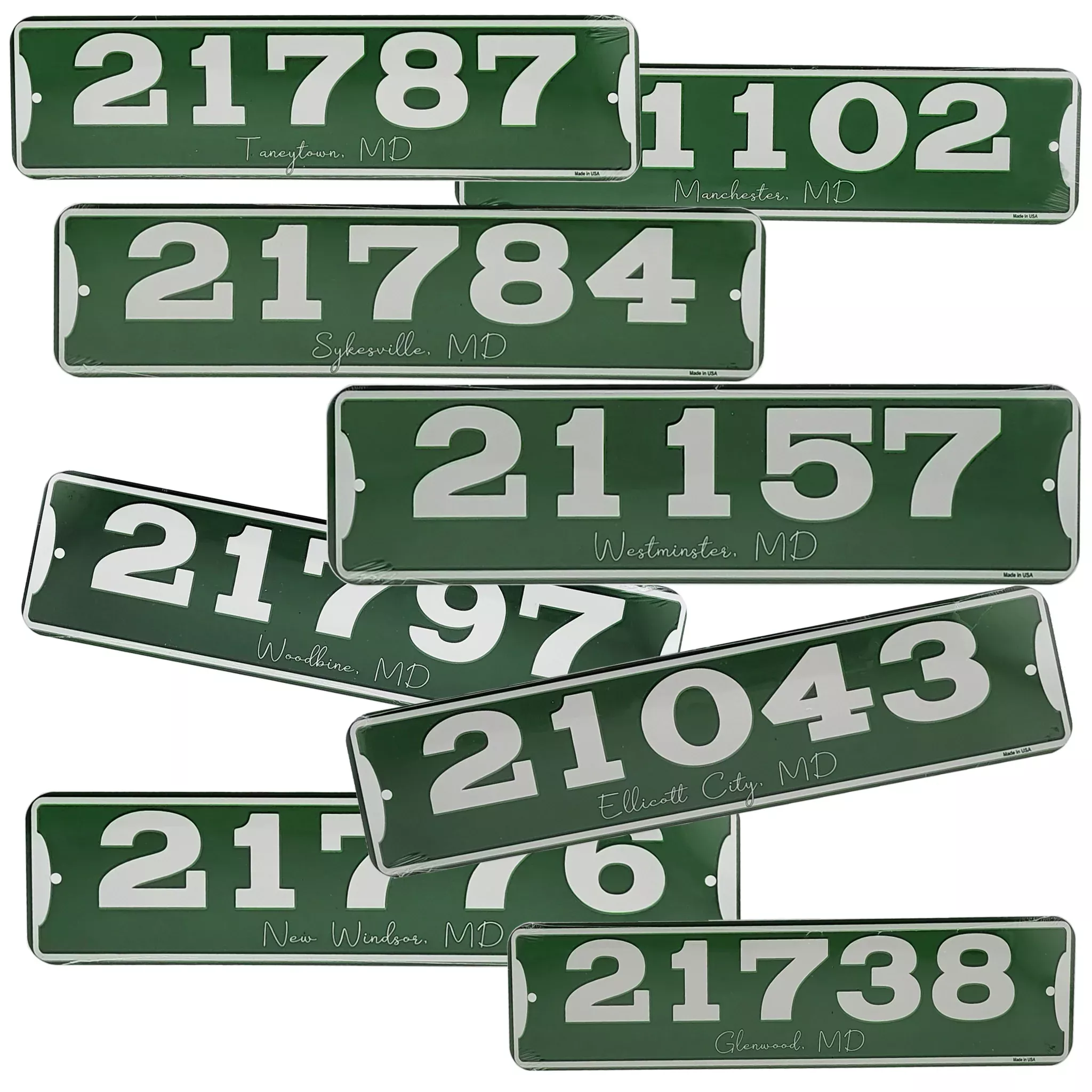 Zip Code & Town Aluminum Signs - Assorted
