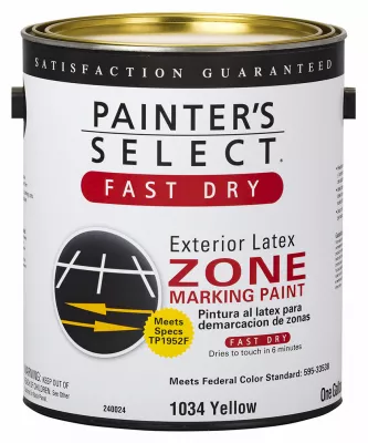 Zone Marking Paint, Flat Latex, Yellow, Gallon